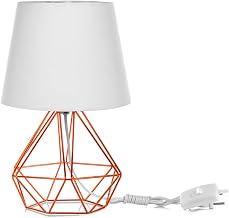 Abajur Diamante Dome Branco Com Aramado Cobre