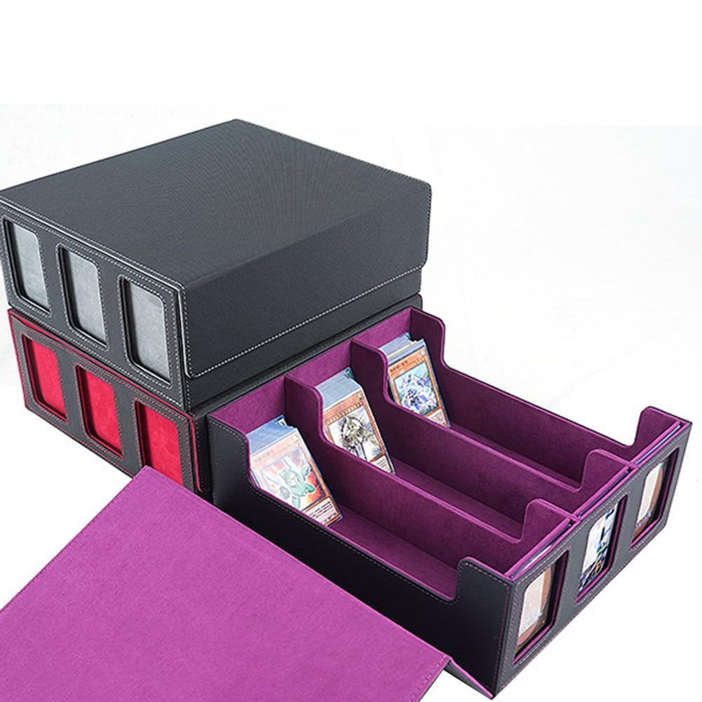 Scatola per Carte Collezionabili con Finestra di Visualizzazione Porta Carte con Chiusura Magnetica per Carte da Gioco Magic Rosso