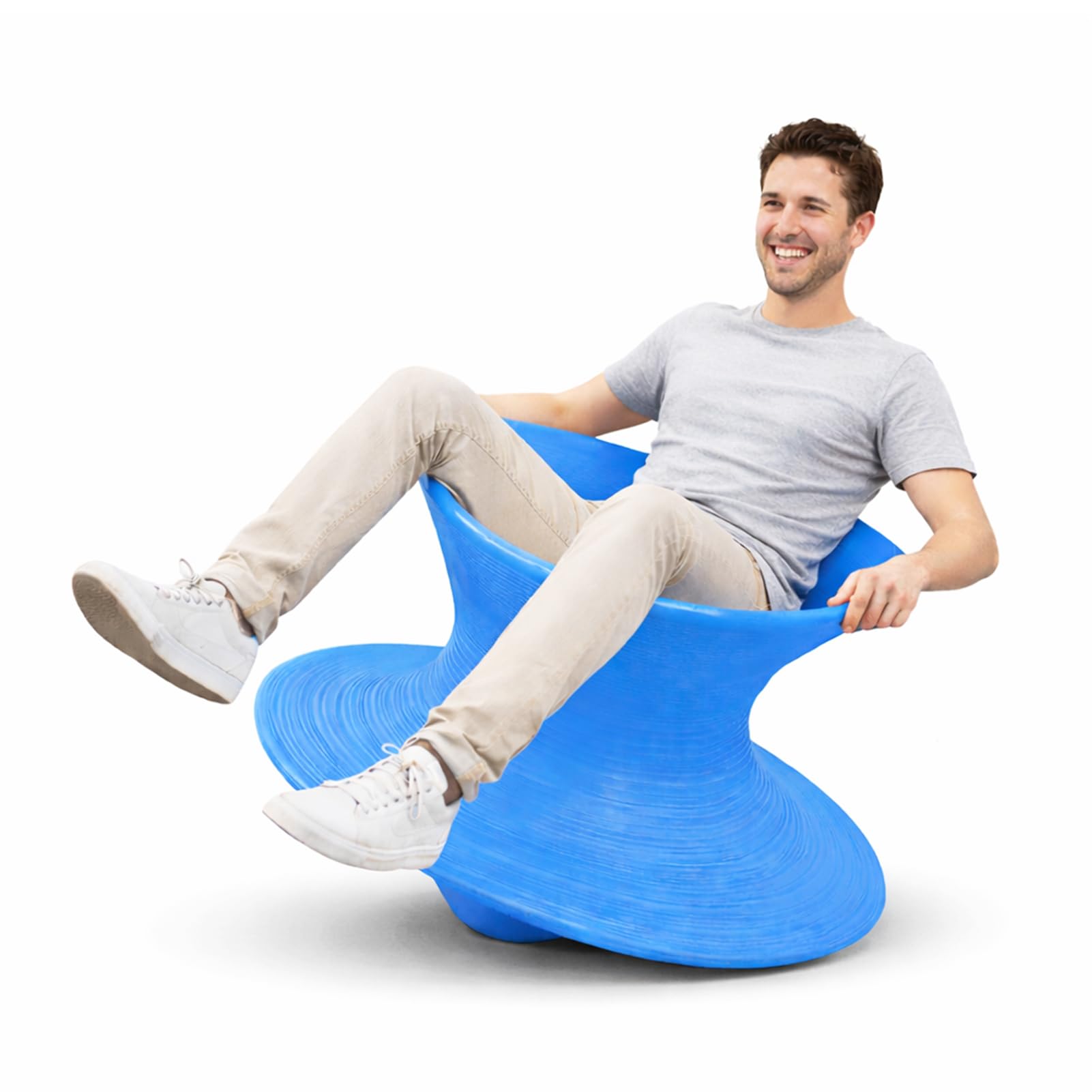 Photo 1 of Renvan Gyro Spun Chair for Adult, 36inch Rotating Spun Chair with Anti-Slip Texture, Outdoor Spinning Top Chairs for Mall/Playroom/Backyard (Blue, Large)