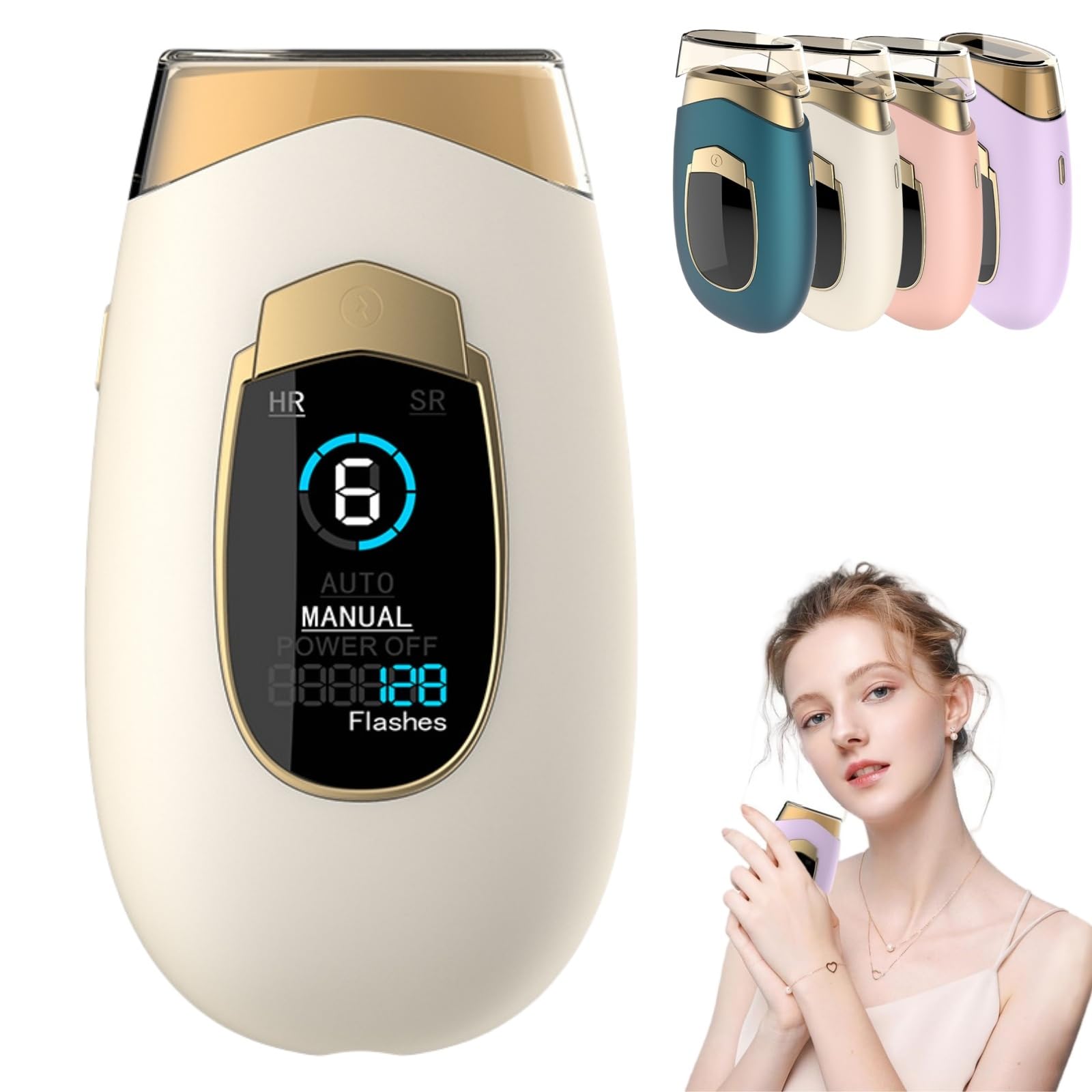 Depiladora láser 2 en 1 con tecnología avanzada de luz pulsada para mujer y hombre, depilación duradera en cara, cuerpo y zona bikini, depiladora luz pulsada de uso doméstico (Color beige)