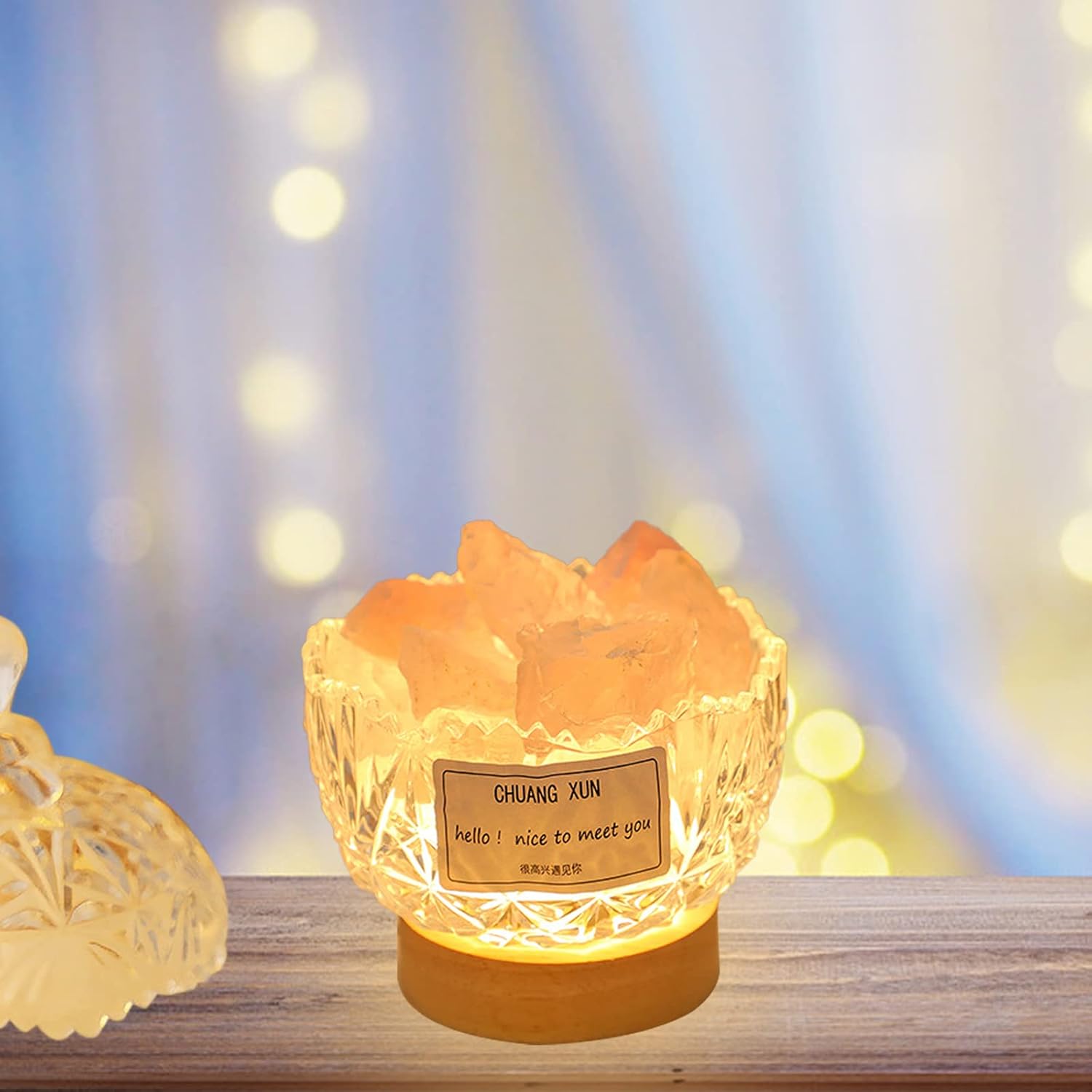 Sempoda Natural Crystal Salt Lamp Essential Oil Diffuser, USB Night Light with Healing Stones, Himalayan Salt Rock Lamp Aroma Diffuser for Stress Relief Meditation for Bedroom Office Home Decor