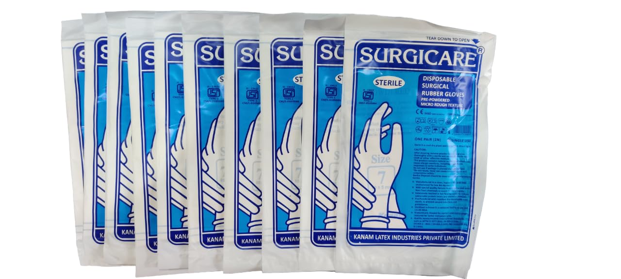 Surgicare Sterile Latex Surgical Powdered Gloves,Size: 07,Pairs:10… (B0CP96X5ZG) Amazon Price History, Amazon Price Tracker