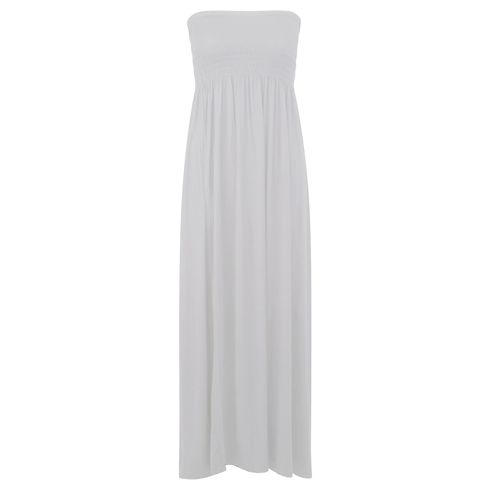 Candid Styles Women's White Sheering Bandeau Boobtube Gather Strapless Summer Beach Maxi Dress 8-22