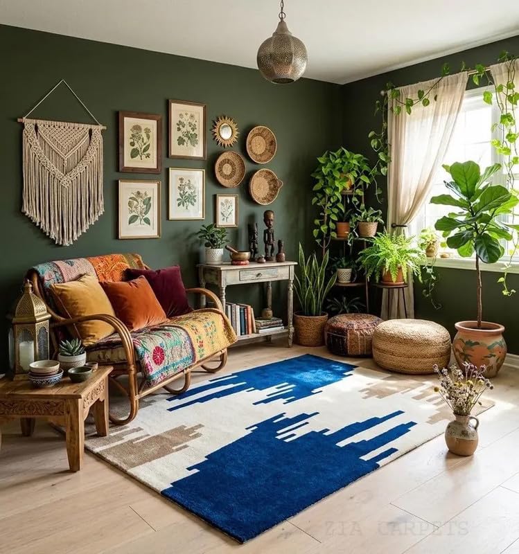 Image of zia carpets Hand Tufted Woollen Modern Collection Bedroom & Living Room Carpet Size 10 X 14 Feet