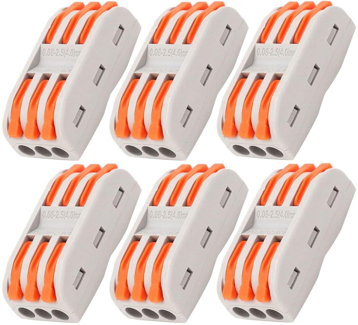 Sugalsu 6-PCS Lever Wire Nut Connectors 28-12 AWG Compact Splicing Wire Electrical Terminal Connectors for Multiple Types of Wires - (JM-2-3) 3 In 3 Out (B0D1YMS8G7) Amazon Price History, Amazon Price Tracker