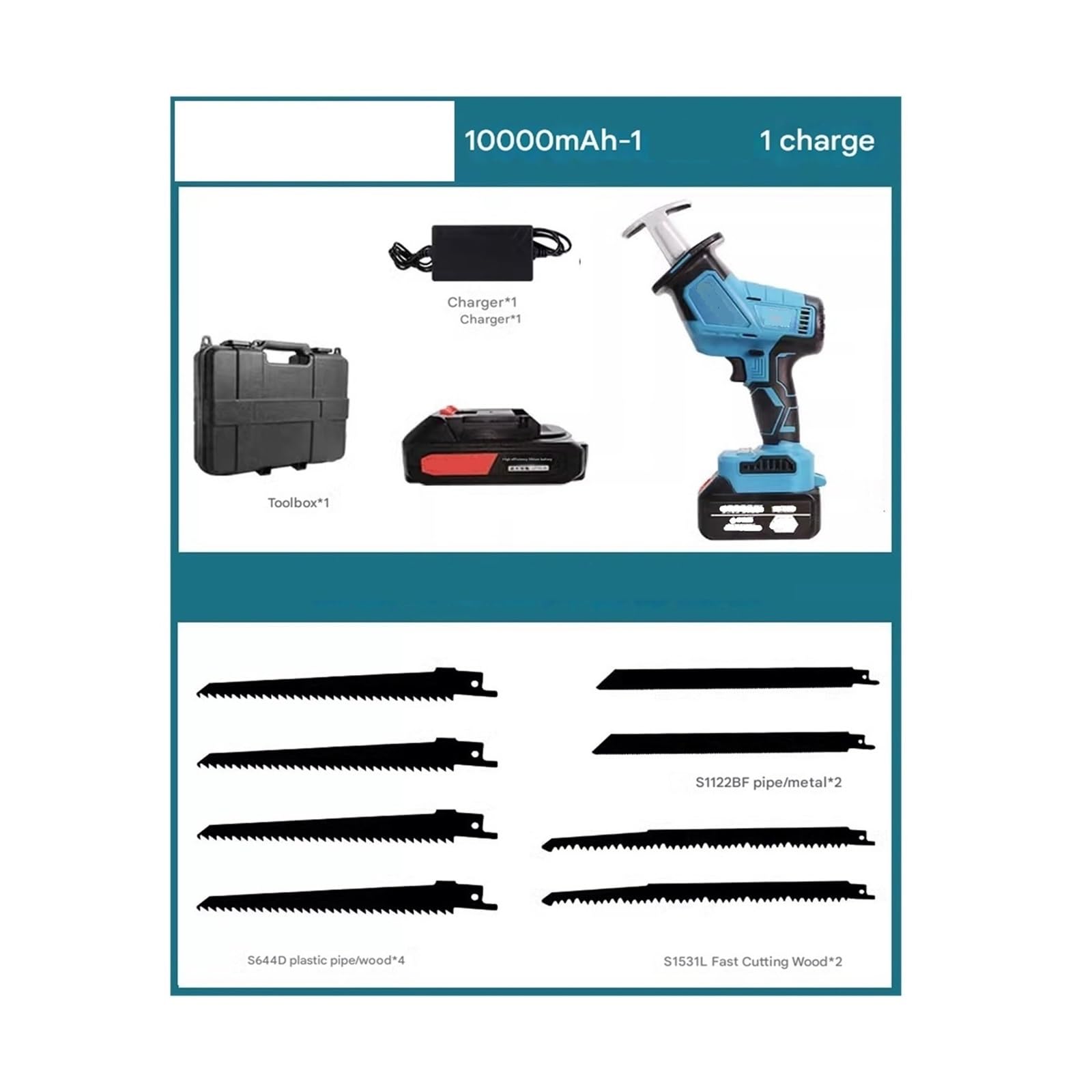 Sierra de mesa portátil Sierra Eléctrica For Cortar Huesos De Ganado Ovino, Artefacto Portátil Pequeño El Hogar, para muebles de bricolaje, carpintería(1 power 1 charge)