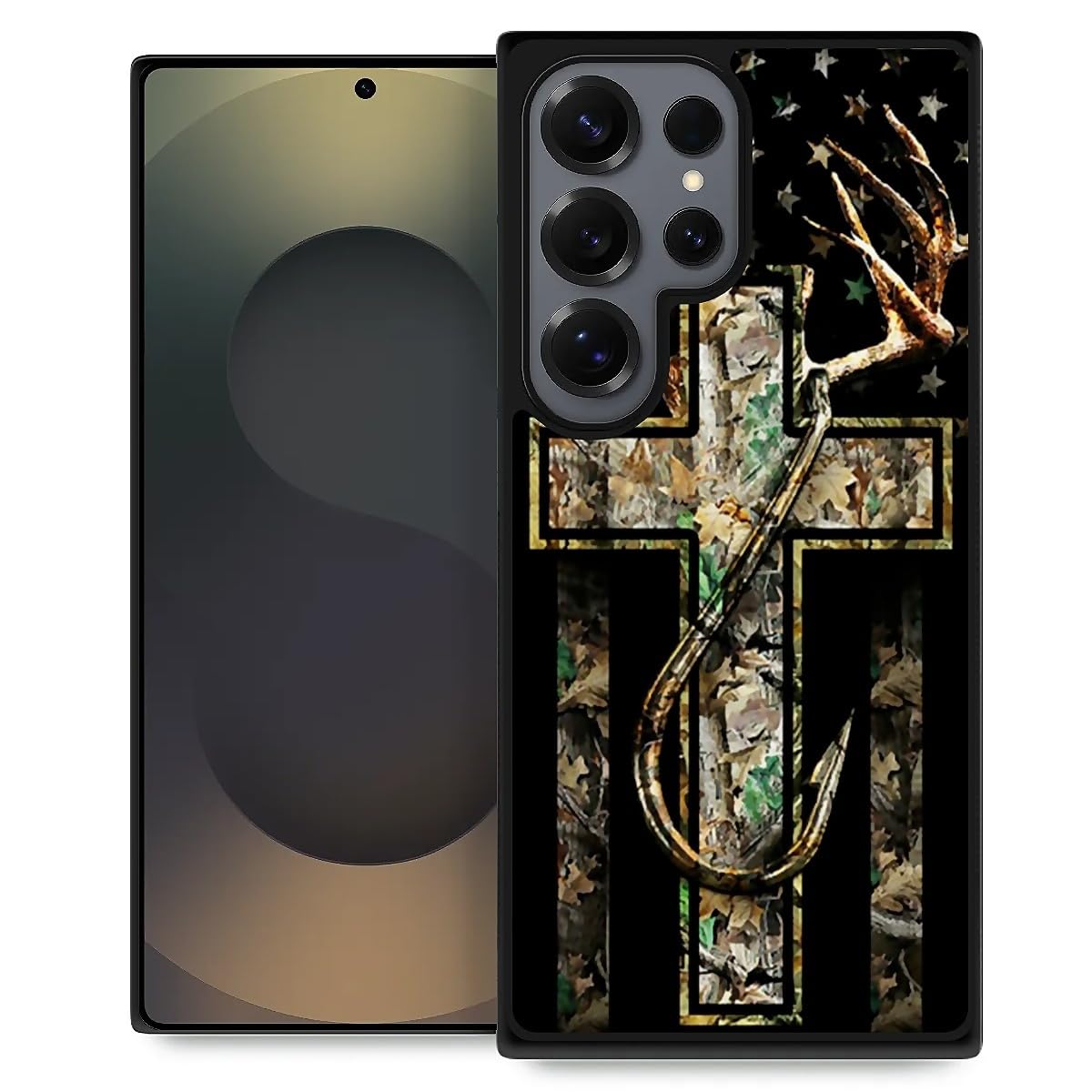 TnXee Compatible with Samsung Galaxy S25 Ultra Case,Forest Antler Flag Antiskid and Shockproof Protective Case for Men,Soft Silicone Rubber+Hard PC