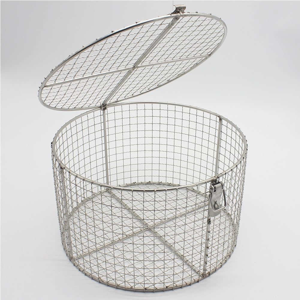Bandeja de esterilización de instrumentos médicos para instrumentos quirúrgicos y dentales, cesta de malla perforada con tapa, 30 x 20 cm, ideal para almacenamiento y transporte seguros