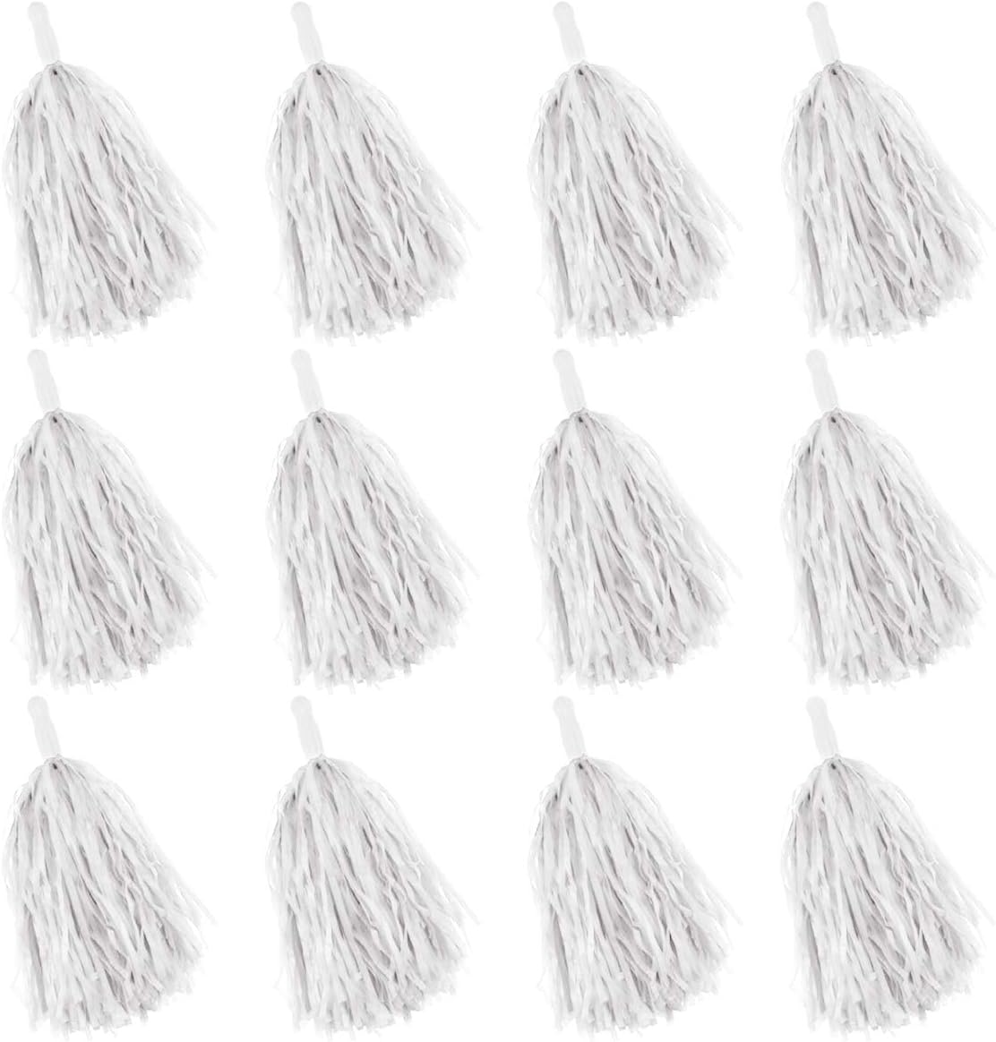 Faxco 12Pack Plastic Pom Poms Cheerleading Pom Poms Sports Dance Cheer Plastic Pom Pom for Rooters,Cheering Squard,Cheering Team (White) : Sports & Outdoors