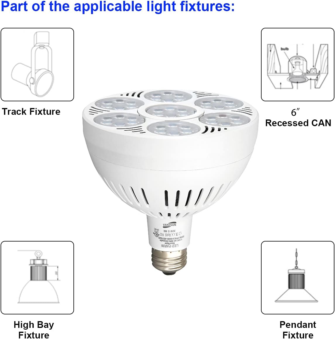 LED PAR38 Spotlight High Lumen 10000K 45° Cool White Lighting Bulb