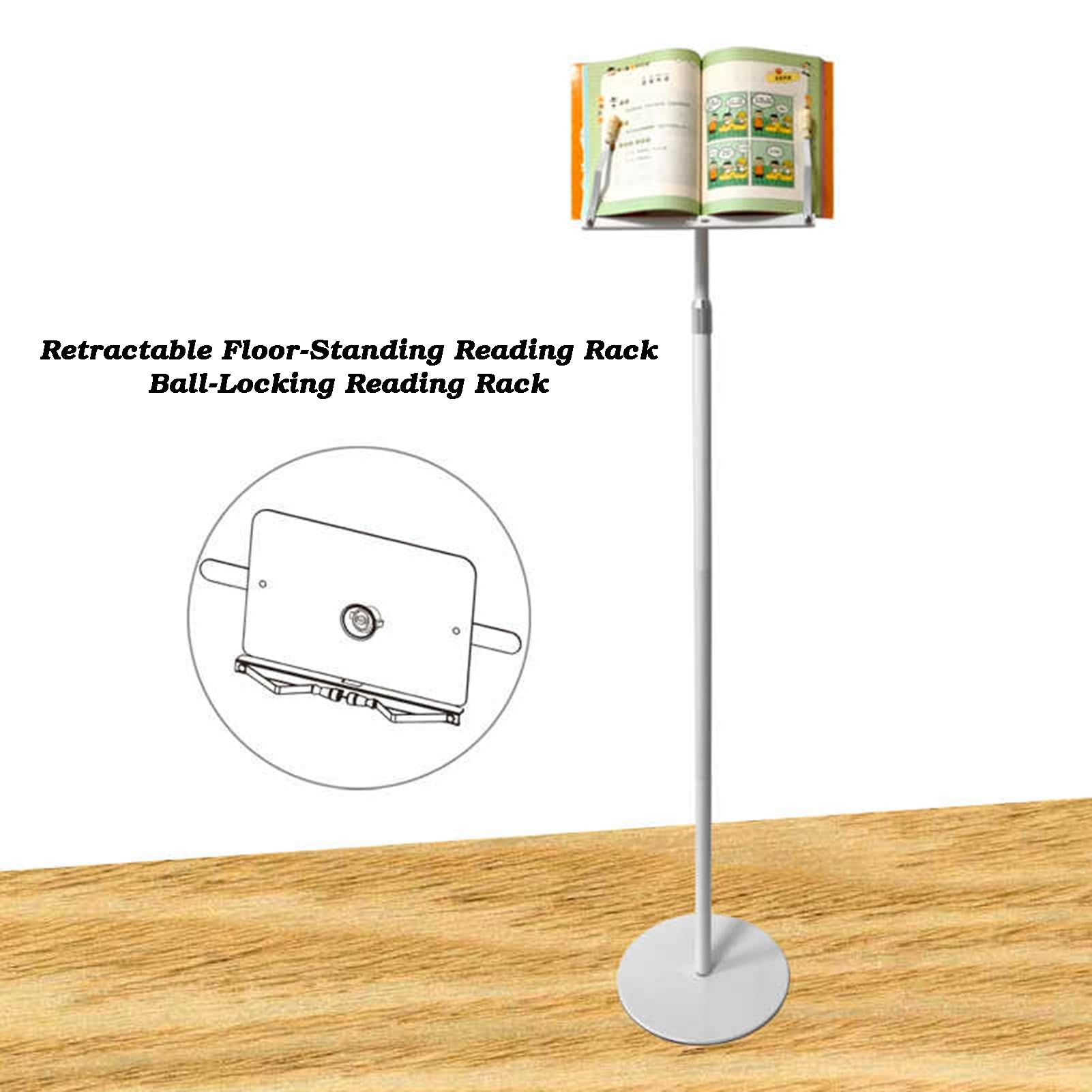 Leggio da Terra con fermapagine, Supporto per Libri 2 in 1, Altezza Regolabile 80-180 cm, Base Antiscivolo, per spartiti Musicali, leggii e Libri di Cucina (Bianco, 80-110 cm)
