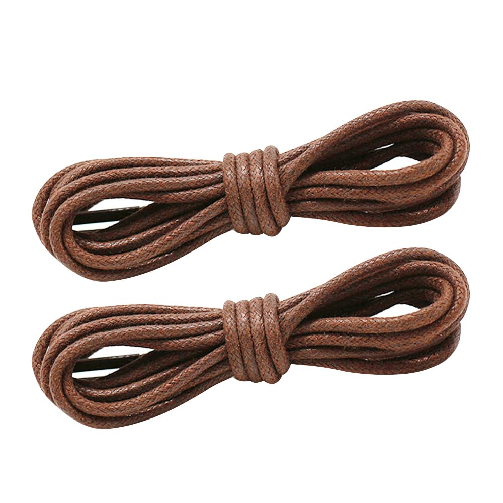 Photo 1 of MOCATH 2 Pairs Waxed Round Shoe Laces for Oxford Dress Shoes Boot Strings Business Chukka Shoelaces 1/8" Thin Brown 55Inch