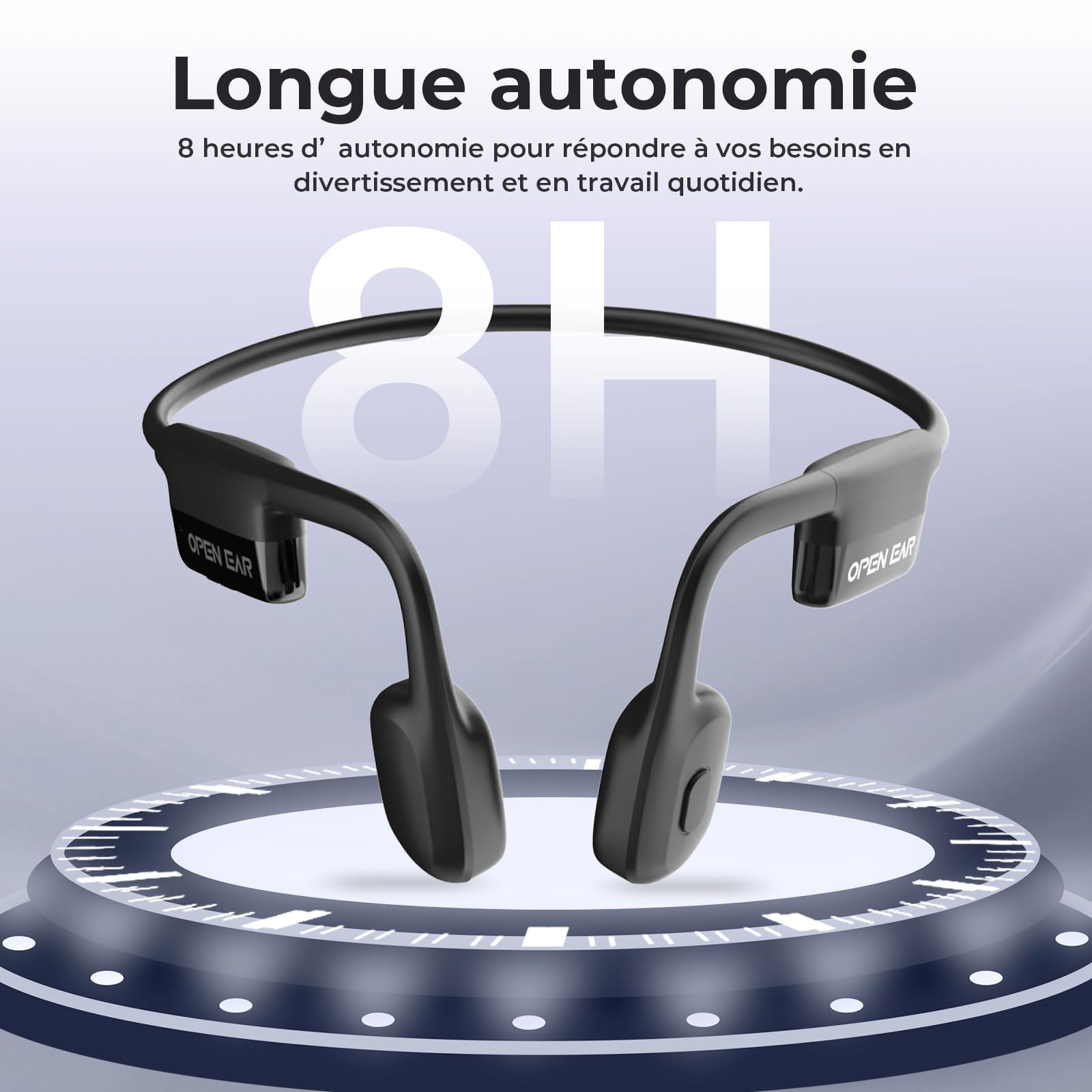 Knochenschall Kopfhörer, Open Ear Kopfhörer Bluetooth 5.3 mit Dual-Mikrofon, 8Stunden Akkulaufzeit, IPX6 wasserdichte Kabellose Sport Kopfhörer für Laufen, Radfahren, Fitness