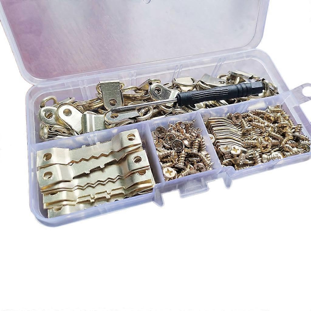 JOYHAPPST 200pcs/set D Ring Picture Photo Oil Painting Frame Sawtooth Hanger Hook Screws f