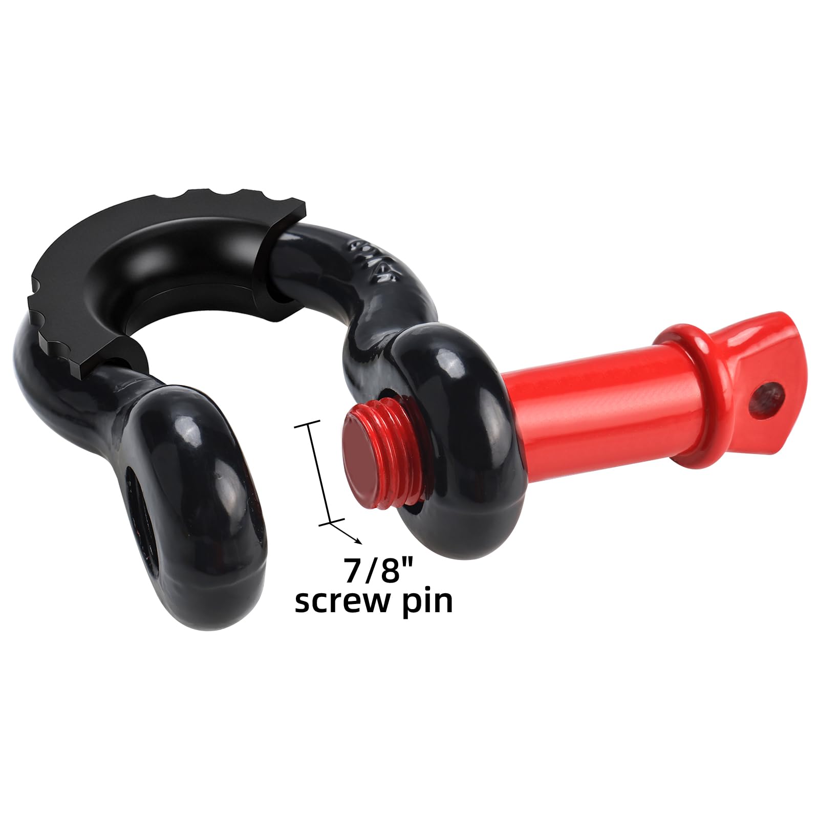 BOOMSTART Grillo da traino da 4,75 t, 19 mm, grande grillo in acciaio zincato, 4 pezzi con bullone a vite, gomma protettiva, anello a D offroad, per traino e sollevamento auto (nero e rosso)