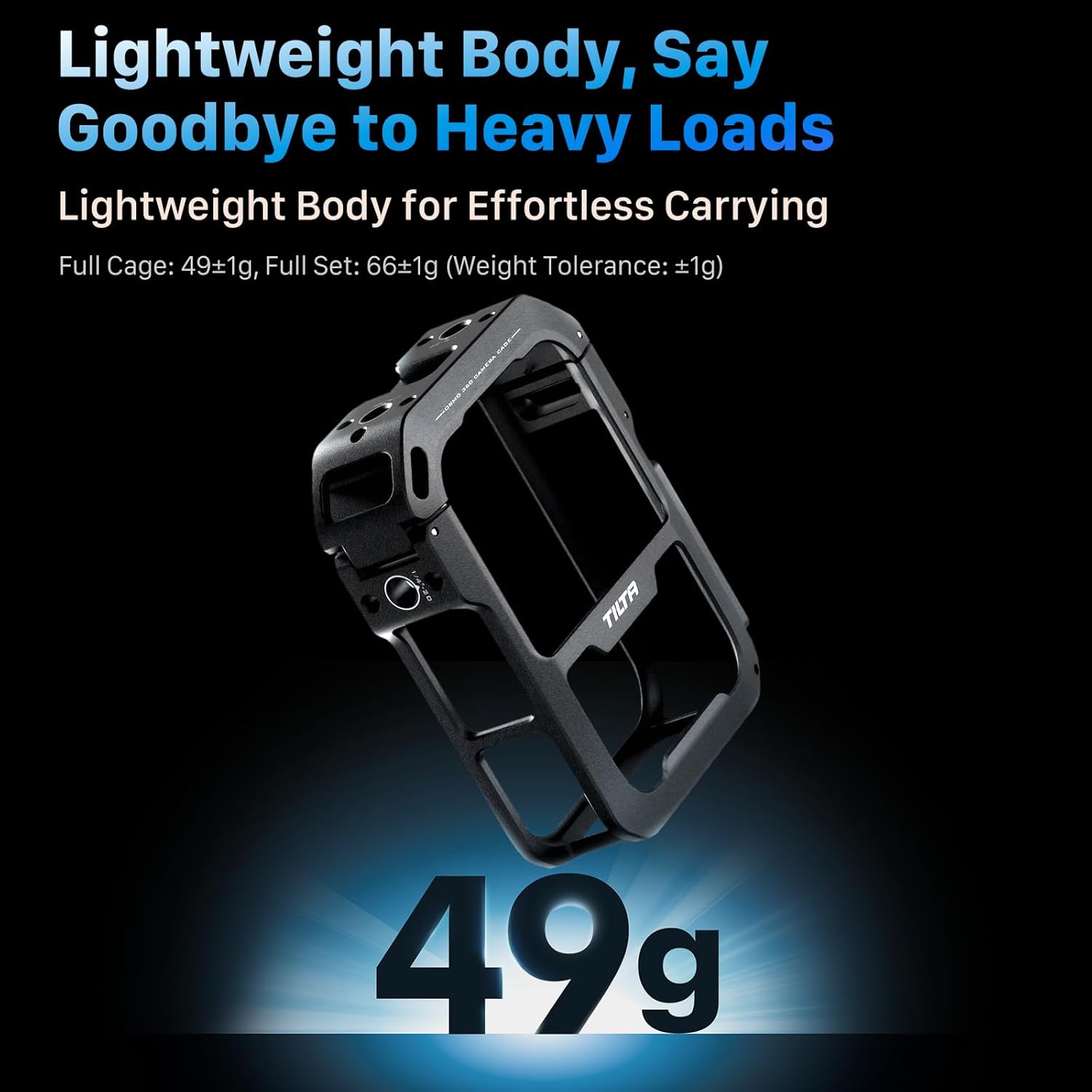 Tilta Camera Cage Horizontal Mounting Kit Compatible with DJI Osmo 360 | Quick Release | 1/4"-20 Mounts | Cold Shoe & Strap Slot | Lightweight Magnesium Alloy Frame – Black - Image 5