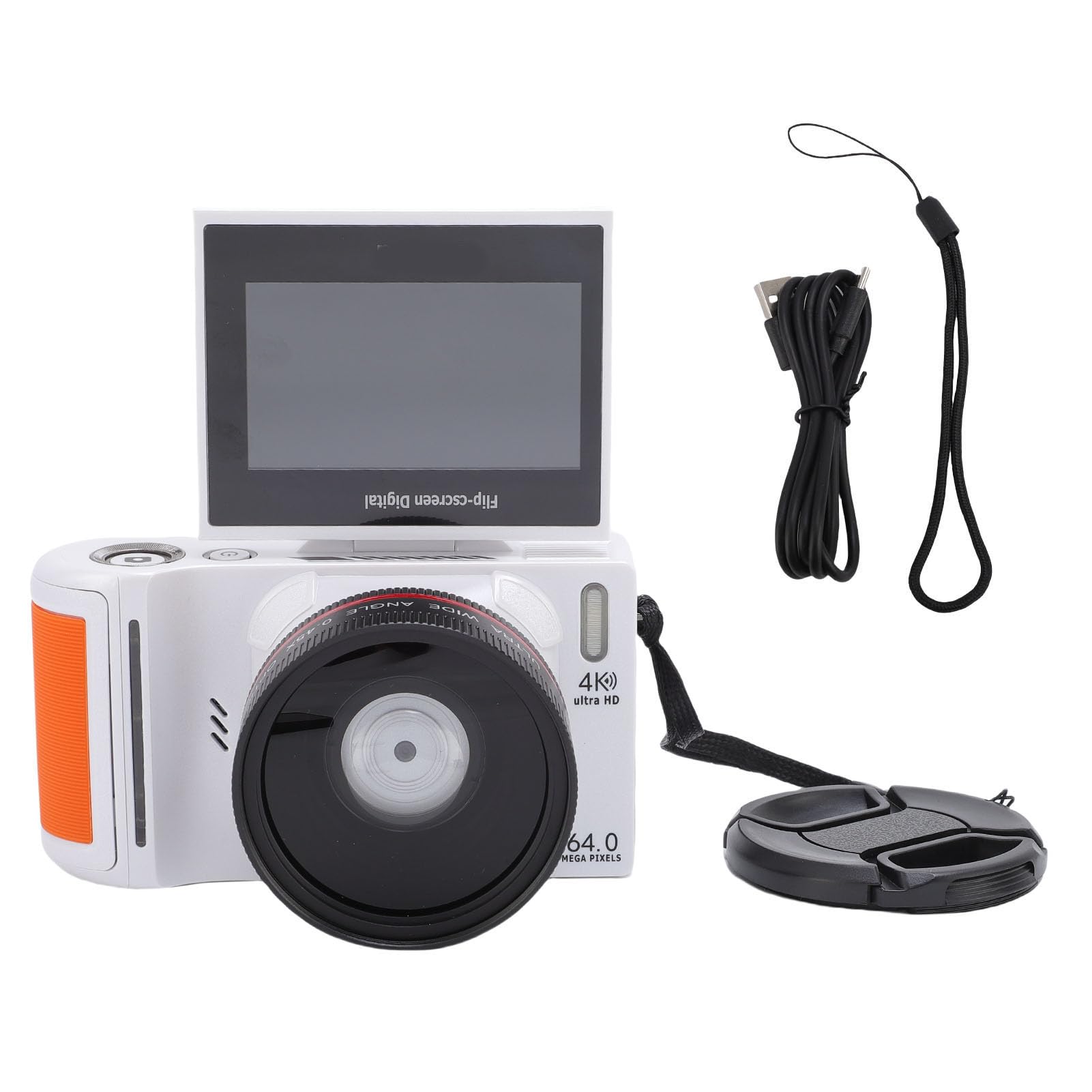 SENECESLI Fotocamera Digitale 4K Fotocamera Digitale HD da 64MP per Fotografia 18x Zoom Anti Shake Auto Focus e Compatto Portatile per Principianti (Bianco)