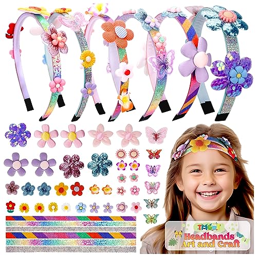 Headbands Gifts for 6 7 8 9 Year Old Girl Making Kits: Flower Craft Kits for Princess Girls Age 5-12 Toy Set Art and Craft for Girls Kids Age 6 7 8 Hair Accessories Creative Sets for Girl Age 12