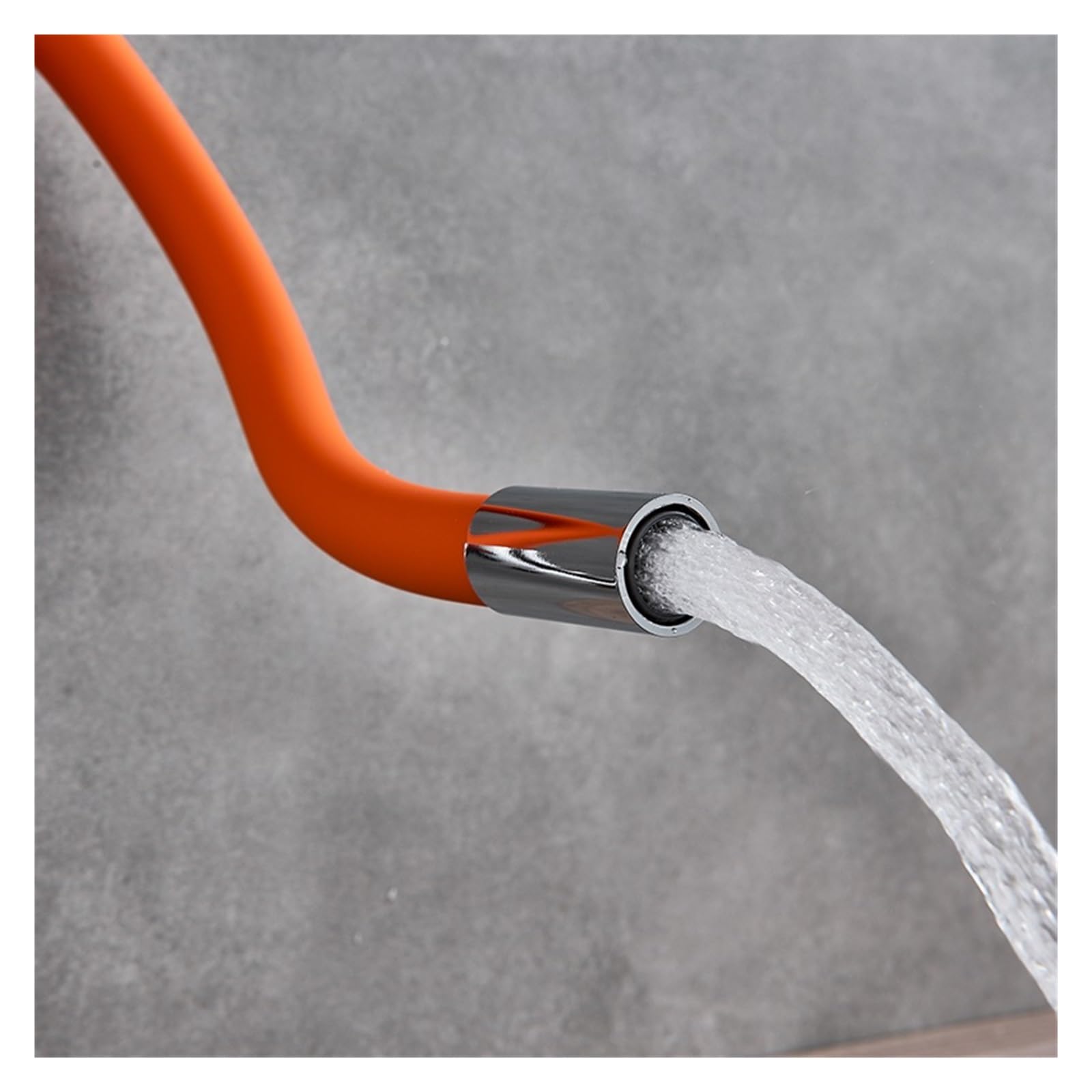 Grifo de fregadero de cocina de cuello Flexible de tubo naranja, tubo Universal cromado, grifo mezclador de cocina frío y caliente, grifo de cocina de baño montado en cubierta (Color : White)