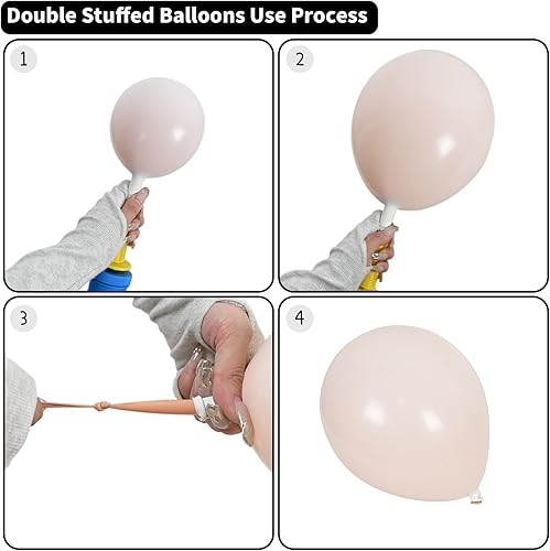 Miniatura 5 de Kit de guirnalda de globos color nude de doble relleno, 109 piezas de arco de globos beige nude con globos metálicos de oro rosa, kit de arco de