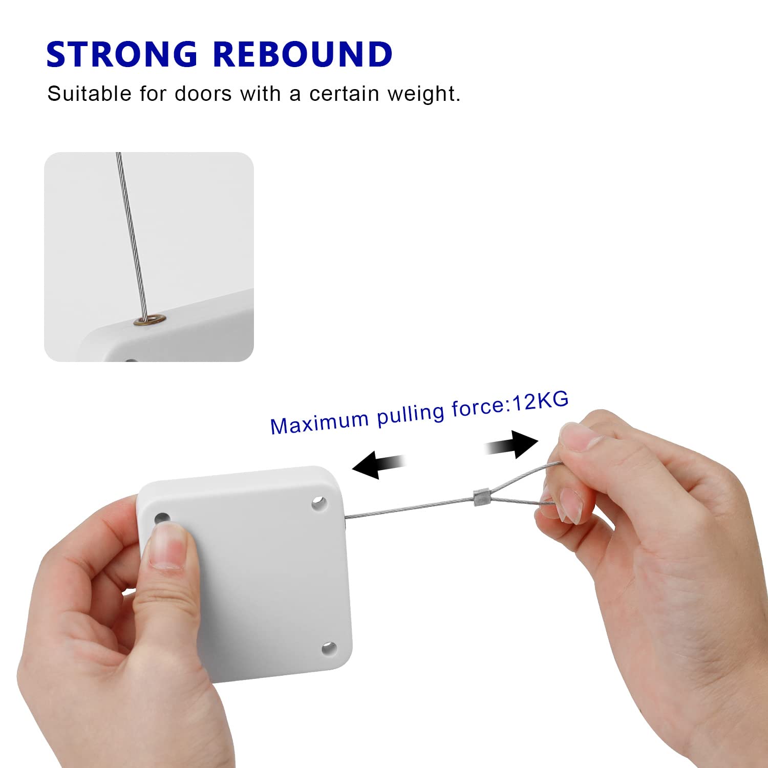 Chiudiporta Automatico Senza Foratura - 3 Pezzi Con Cordoncino Per Porte Scorrevoli E Interne (500g, 800g, 1000g) - Foto 3