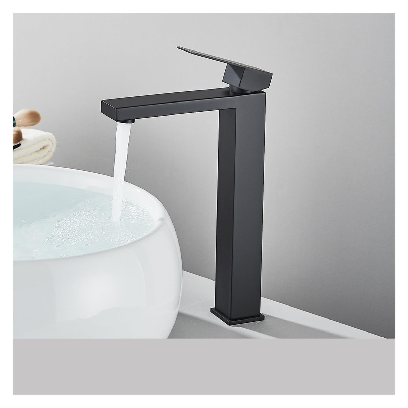 Rubinetto for lavabo da bagno nero opaco Montaggio a pavimento oro Miscelatore for lavabo caldo e freddo Rubinetto for lavabo Rubinetto for lavabo monoforo stile semplice Gru(Black Tall)