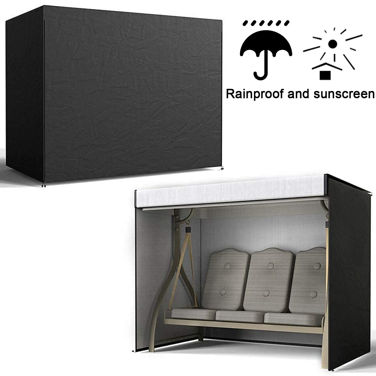 Copertura Per Dondolo Da Giardino 3-4 Posti - Tessuto Oxford Impermeabile UV, Con Cerniera - Foto 10