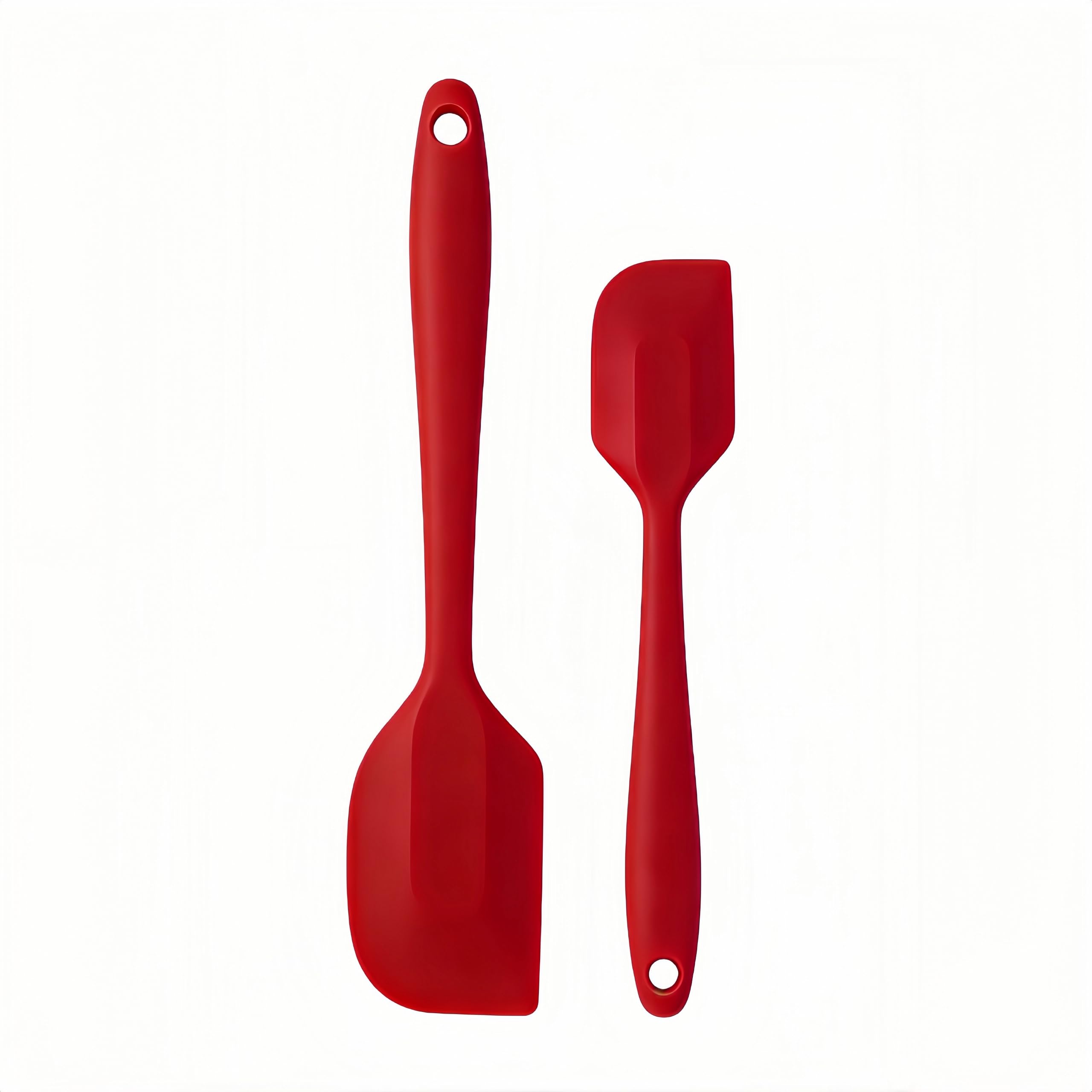 RQzaufania 2 Pcs Silicone Spatula, 230℃ Heat Resistant One Piece Seamless Non-Stick Rubber Scraper, for Kitchen Cooking Baking Mixing (Red)