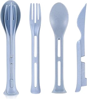 Travel Cutlery Set, Reusable Plastic Cutlery Set, Portable Camping Cutlery Set, Knife Fork and Spoon Set for Outdoor Travel Picnics Camping School Office Lunchboxes Cutlery Set - Blue