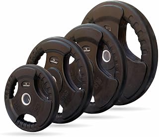 LEEWAY Weight Plates (100kg Set) | 31mm Dia | Metal Integrated Rubber Coated Gym Plates for Barbell Rod | Rod Compatible S... Price In India
