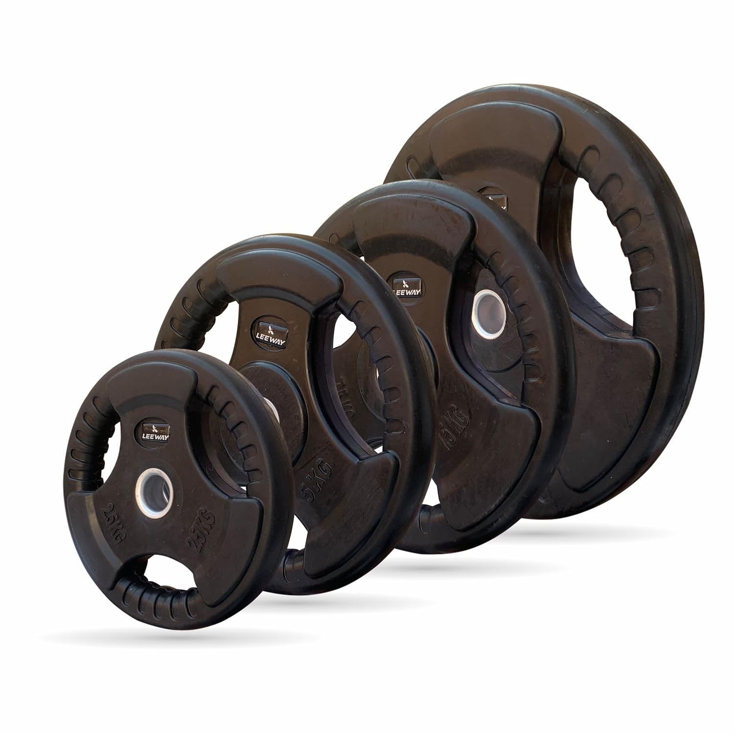 LEEWAY Weight Plates (100kg Set) | 31mm Dia | Metal Integrated Rubber Coated Gym Plates for Barbell Rod | Rod Compatible S...