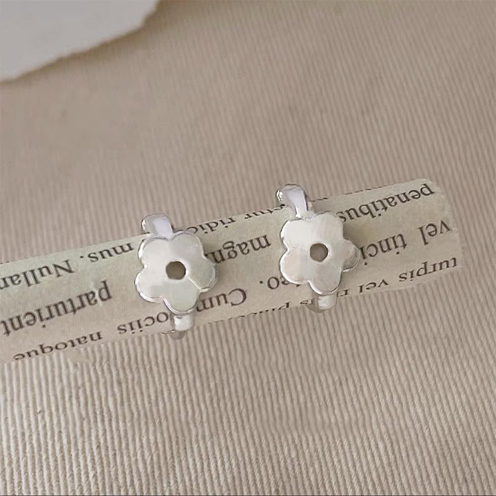 Minimalist Flower Small Hoop Earrings for Women Girls 925 Sterling Silver Hypoallergenic Dainty Tiny Huggie Hoops Cartilage Earrings Cute Birthday Holiday Jewelry Gifts - Image 5