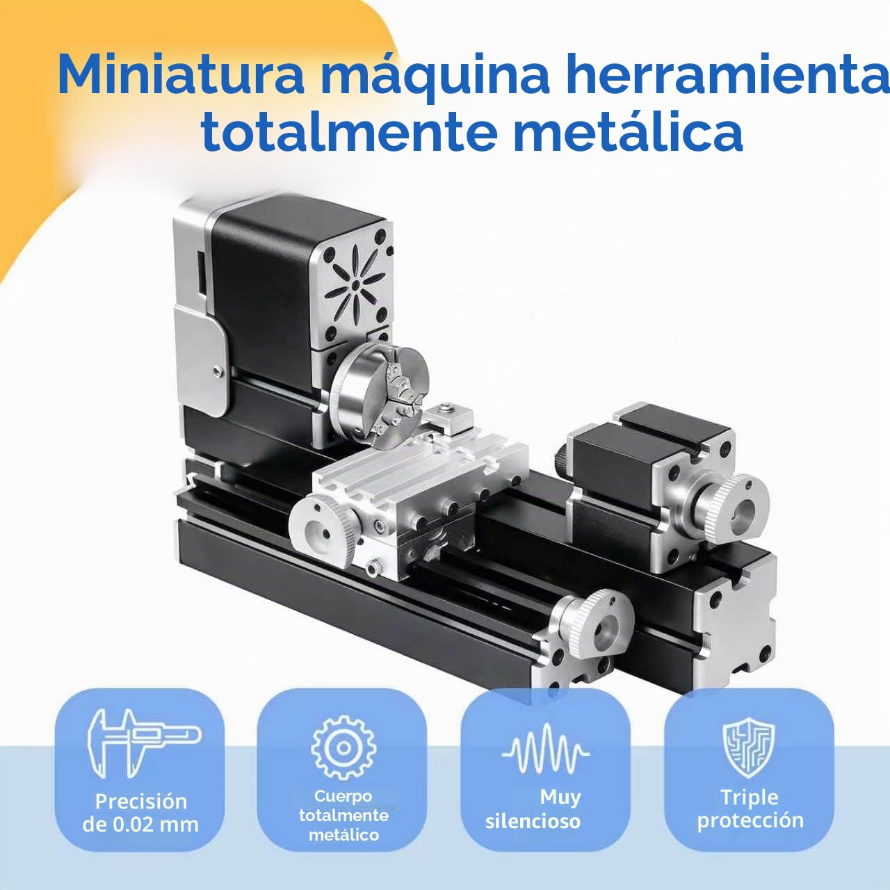 Torno Miniatura Completamente Metálico 36W 20000rpm Mini Torno Metálico Didáctico para Artesanía de Carpintería para Hobbyistas