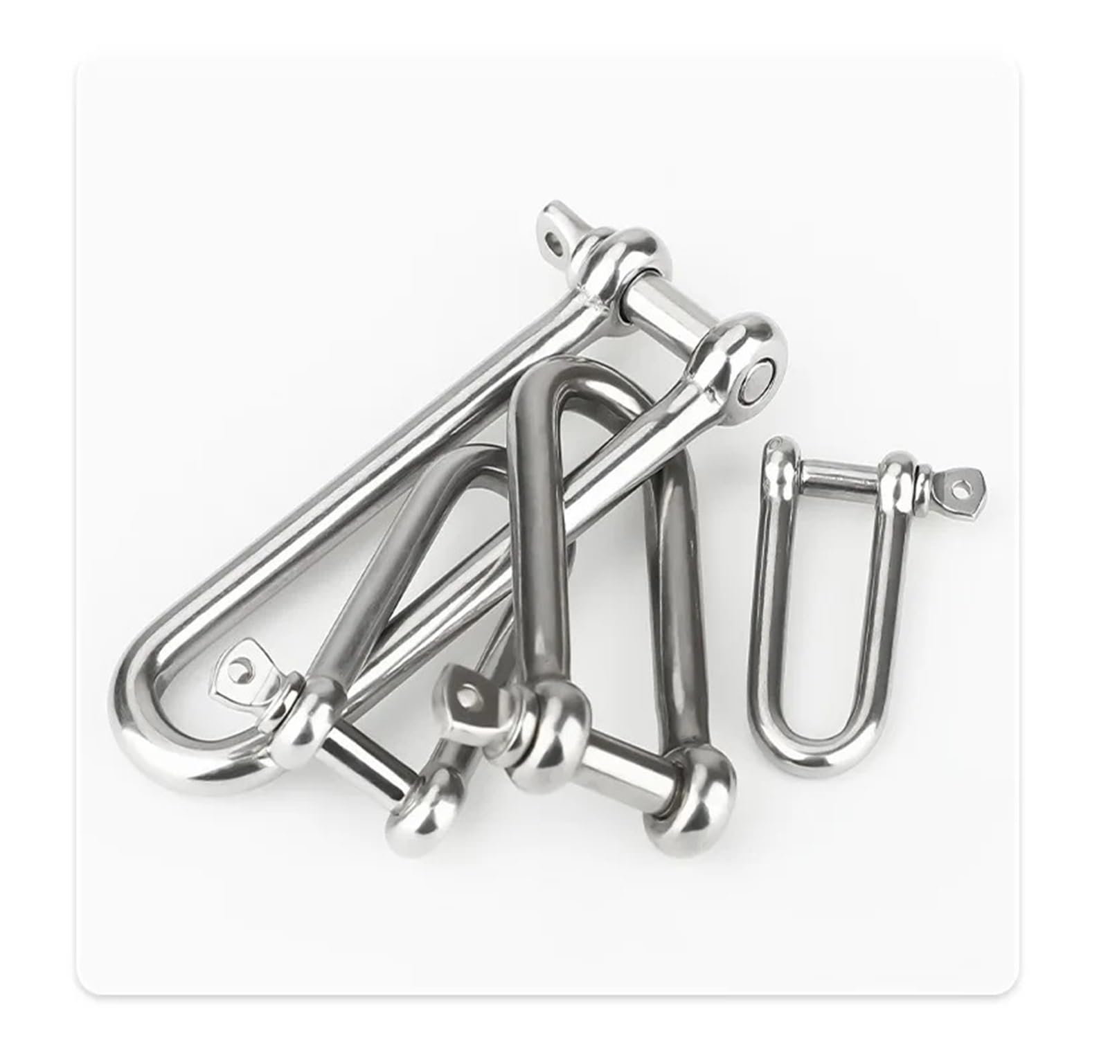 Abrazadera de carga con grillete en D largo de acero inoxidable 304 for cadenas, cables de acero, cuerdas de paracaídas for elevación, cuerdas de supervivencia for acampar al aire libre (5 unidades)(M