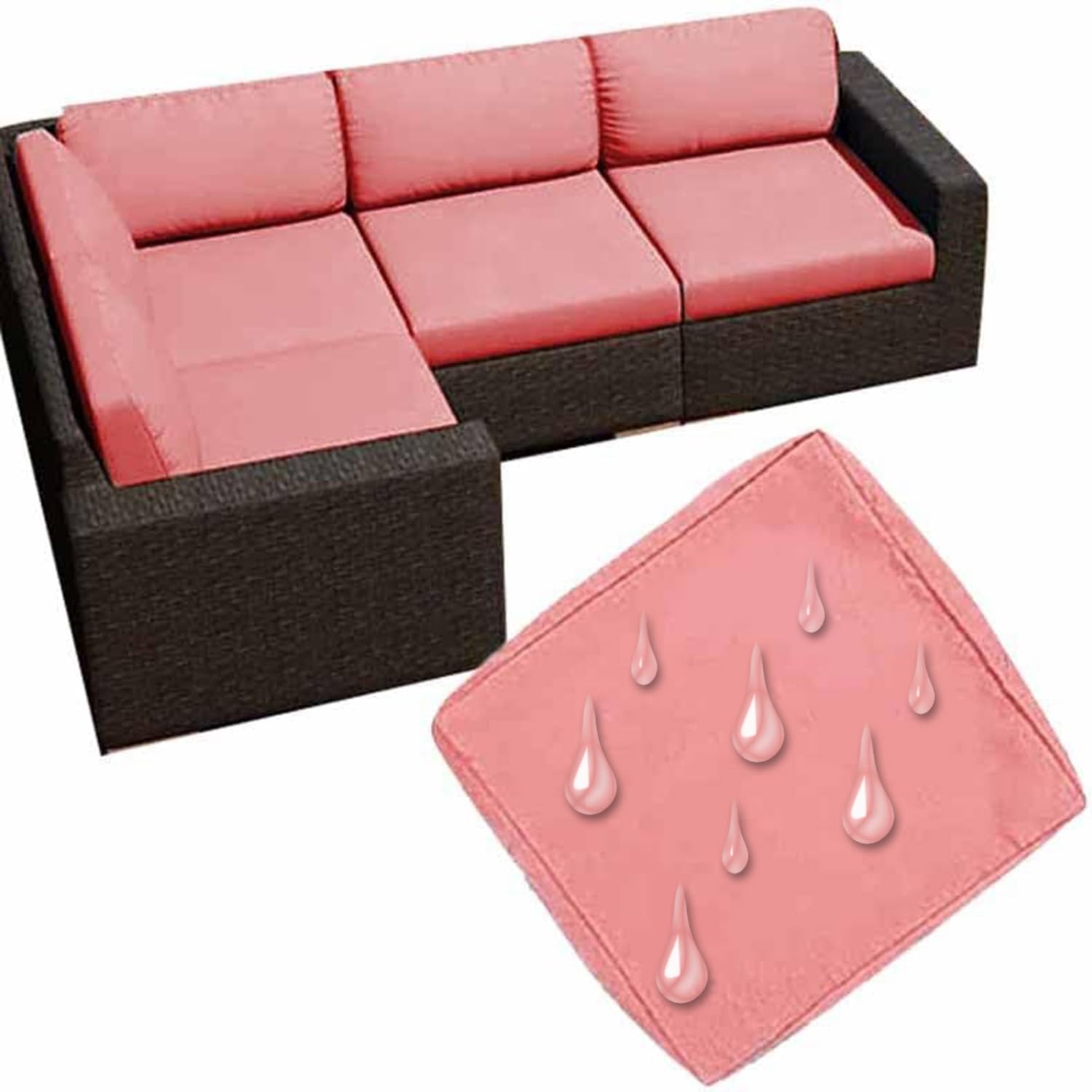 UWOBTN Replacement Outdoor Cushion Covers Waterproof, 50x50 60x60 Garden Sofa Seat Cushion Slipcover With Zipper, Removable Patio Cushion Covers For Indoor Outdoor Rattan Furnitur(Color21,50x50x5cm)