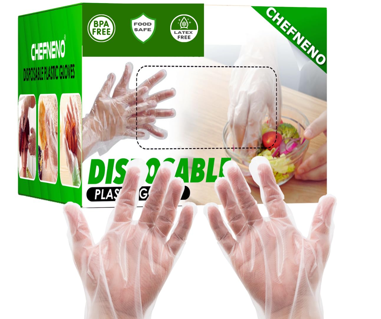 Disposable Food Prep Plastic Gloves (700 -1200 ct.) Cooking Cleaning Food Handling Latex & Powder Free One Size Fits Most