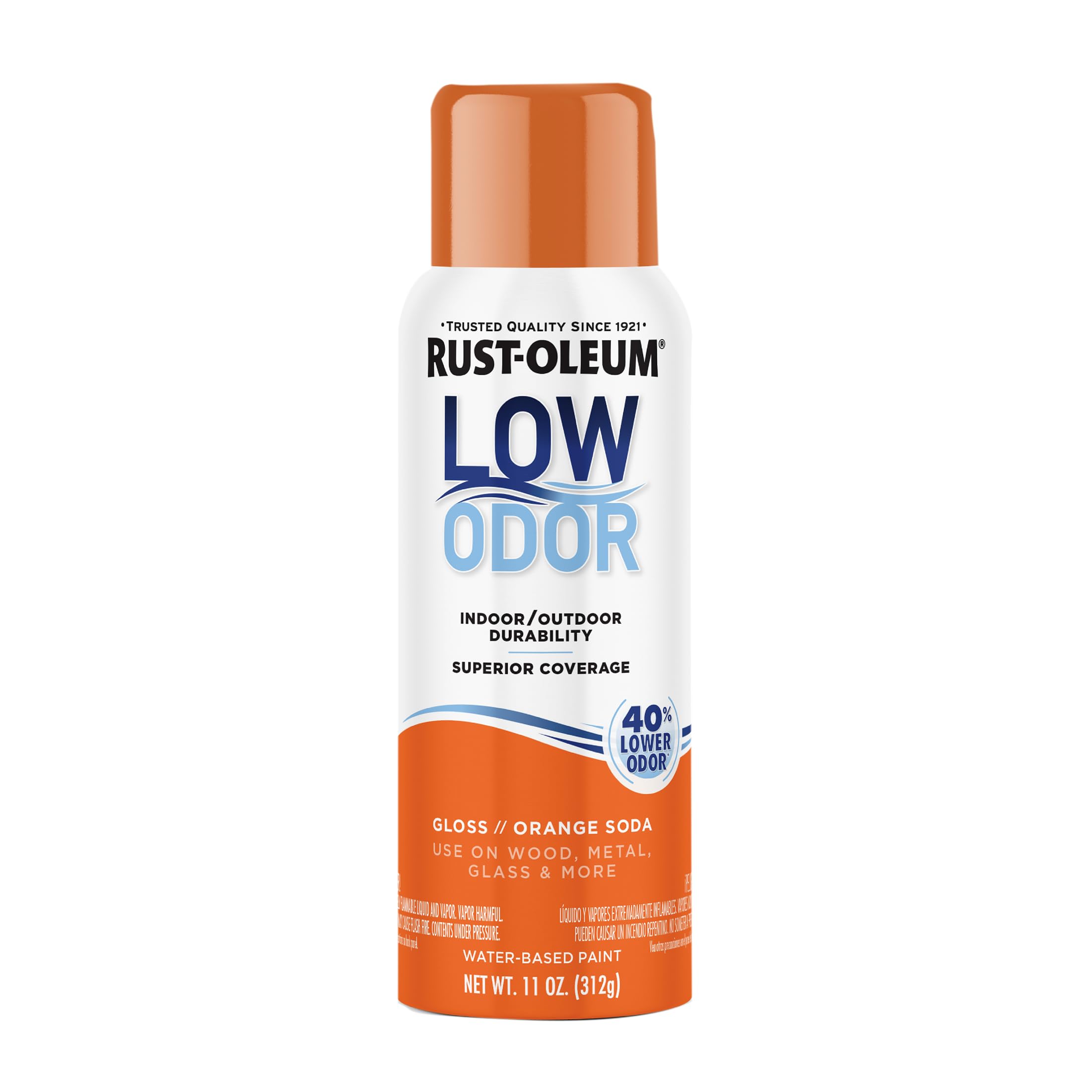 Rust-Oleum Low Odor Premium Spray Paint, Gloss Orange Soda
