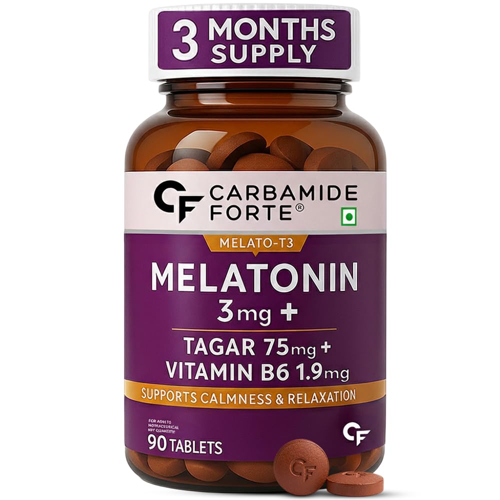 Carbamide Forte Melatonin 3mg with Tagara 75mg Sleeping Aid Pills – 90 Tablets