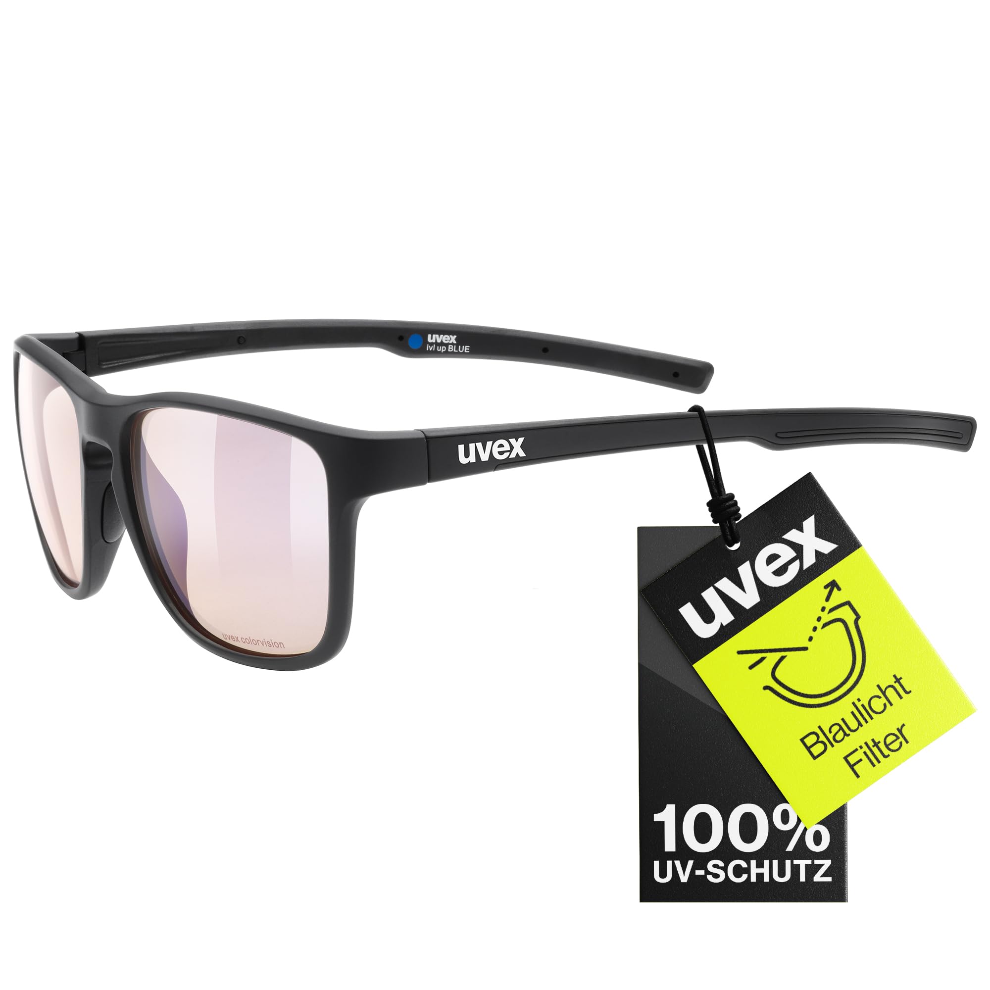Uvex lvl up BLUE CV Gaming Brille, black matt/yellow, one size