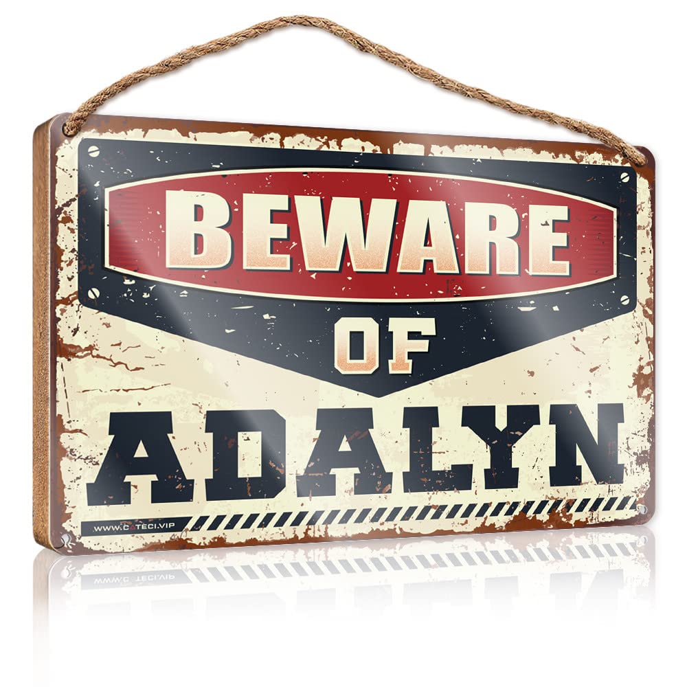 DTHA Funny Signs For Bathroom Beware Of Adalyn Wooden Sign Quote Wood Plaque Sign For Front Door(15X28CM)