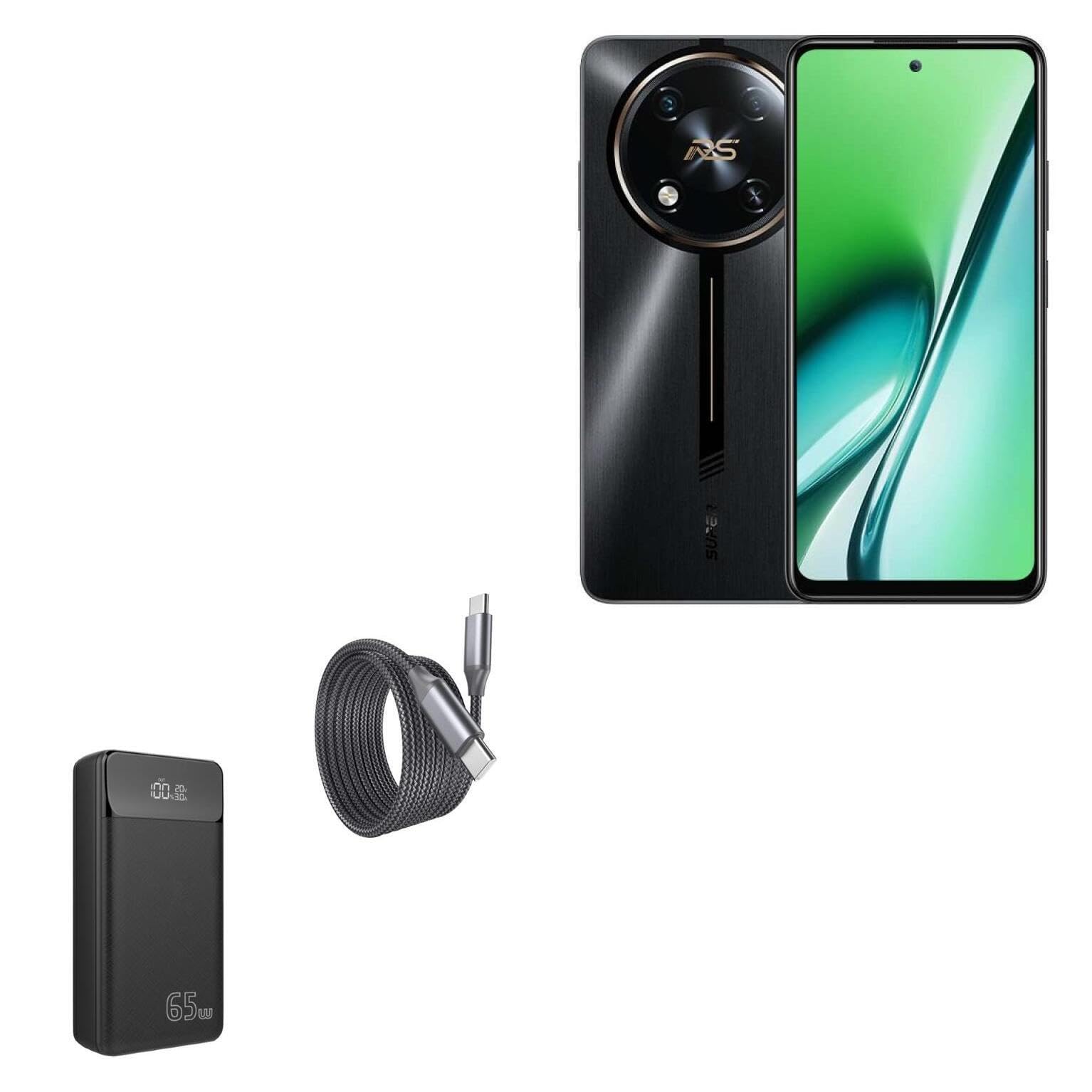 BoxWave Power Bank Compatible with itel RS4 - PD Rejuva Power Pack Bundle 65W 30000mAh Power Delivery Power