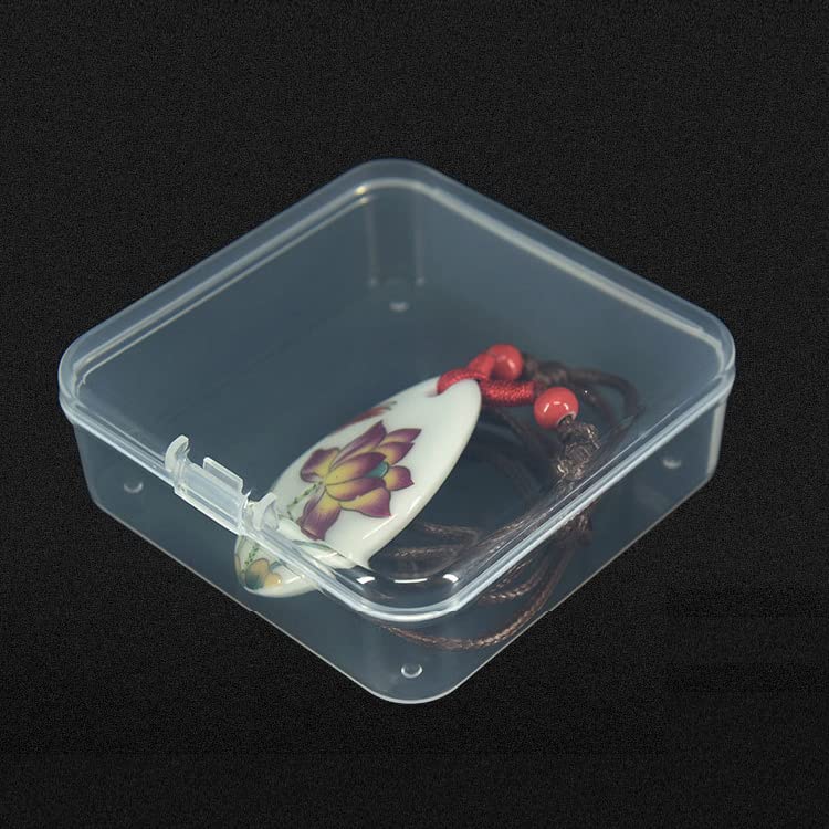 Image of 6 Pieces Small Plastic Box with Lids Square Plastic Containers Clear Plastic Boxes Craft Containers Plastic Beads Storage Containers Box for Beads Jewelry Small Items, 2.95x2.95x0.98 Inches