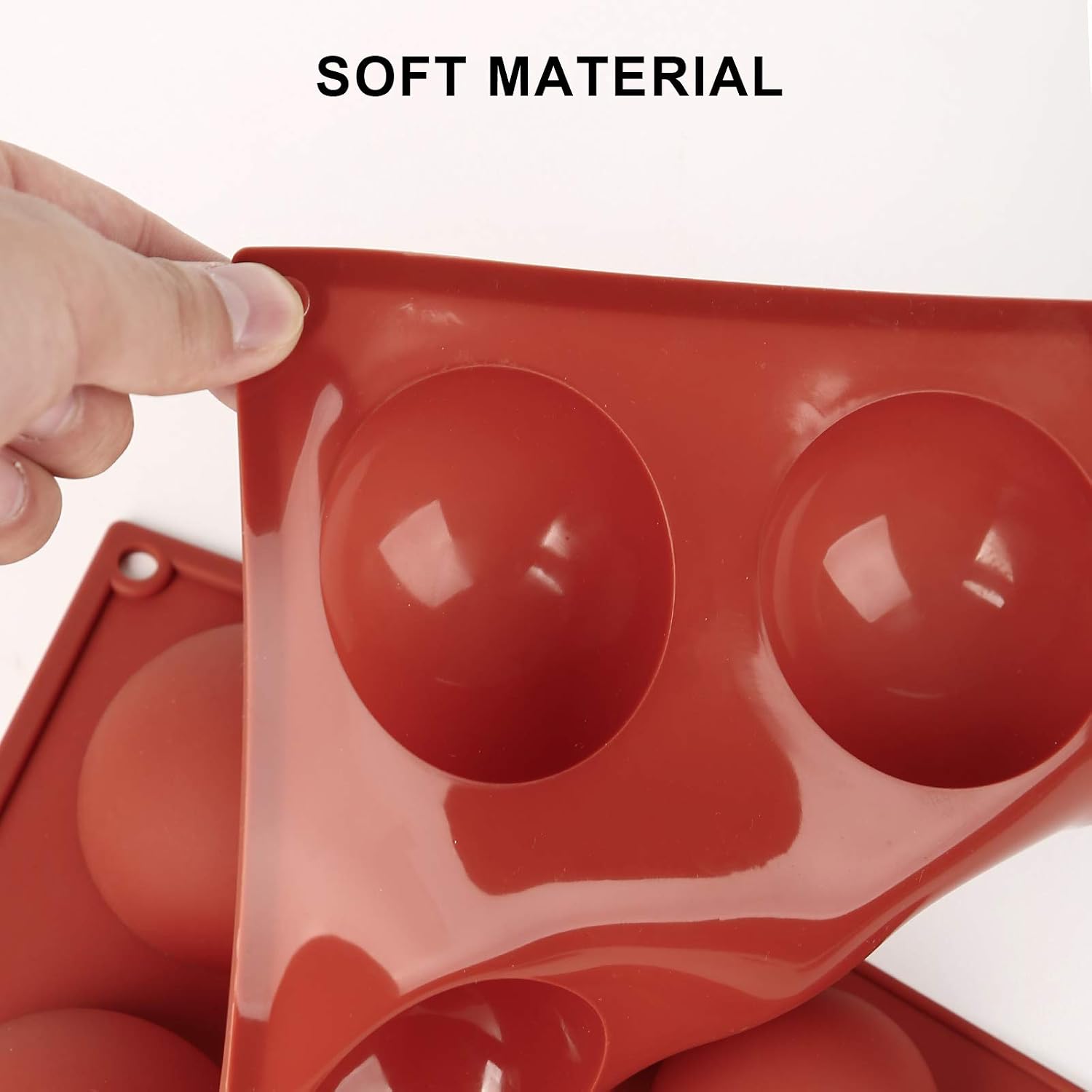 GOHEYI 2 Pcs 6 Holes Easter Silicone Mold for Chocolate, Cake, Jelly, Pudding, Round Shape Half Candy Molds Silicone Molds for Baking （L）