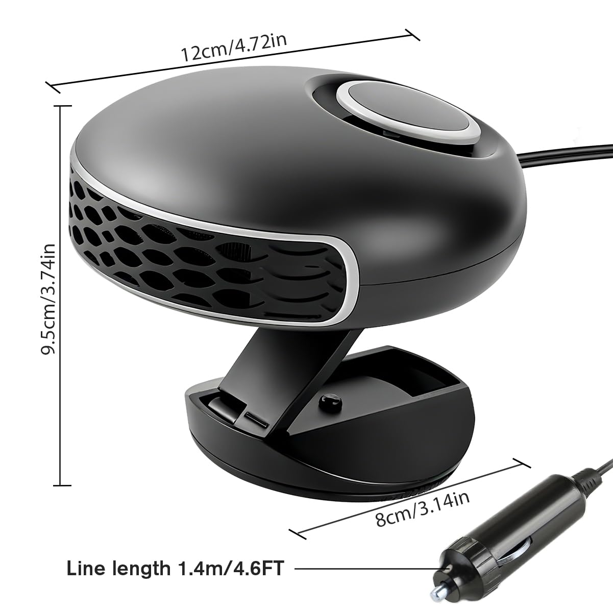 Leaflai Chauffage de Voiture 12 V Chauffage de Voiture Portable à Brancher sur l'allume-Cigare 150 W Chauffage Rapide Appareil de dégivrage et de désembuage du Pare-Brise pour Toutes Les Voitures