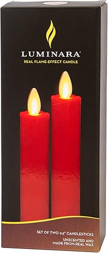 Miniatura 7 de Luminara Juego de 2 velas LED de llama móvil (1 x 9.75), vela sin llama, borde derretido, cera suave, sin perfume (rojo)