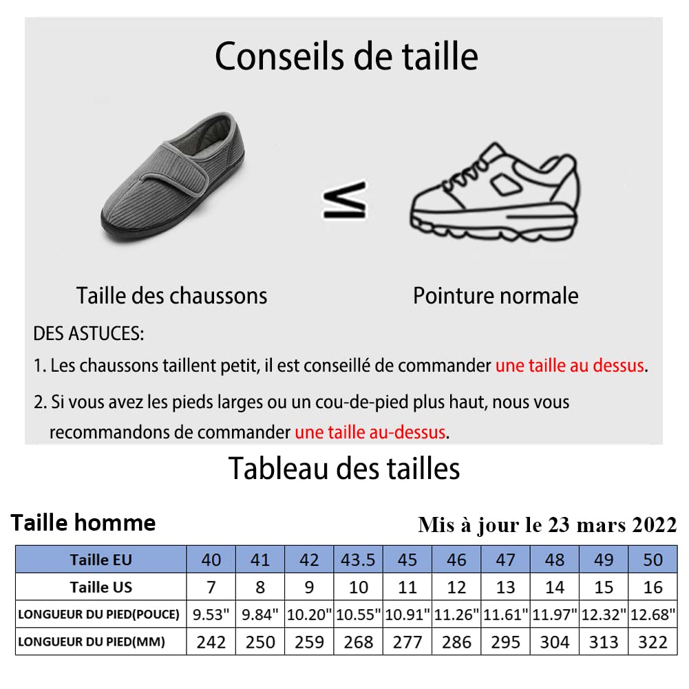 Git-up Chaussons Homme en Mousse à Mémoire Hiver Chaud Chaussures Intérieur Extérieur Semelle en Caoutchouc Antidérapante Maison Pantoufles