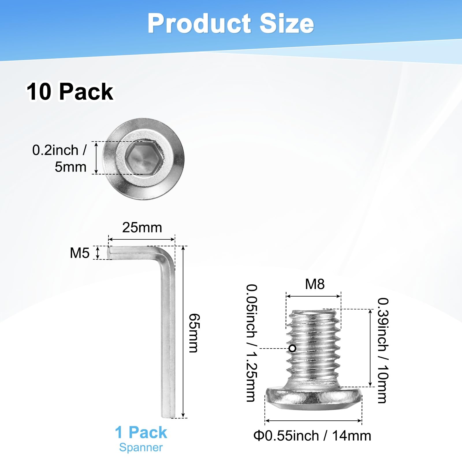 M METERXITY 10-Pack Flat Head Socket Cap Screws - Image 3