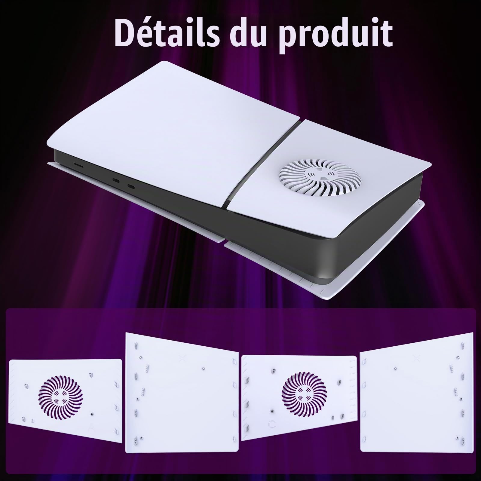Hzxkqmil Couvercle des Plaques de Rechange pour PS5 Slim Édition Digital | Plaques Latérales avec Aérations Coque de Remplacement Personnalisée Panneau ABS Accessoires pour PS5 Slim Console, Blanc