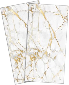 HAISUKA White Gold Marble Hand Towels for Bathroom Decorative Bath Towels Soft Absorbent Kitchen Hand Towels Modern Abstract Bathroom Hand Towels for Home Kitchen Bathroom Decor