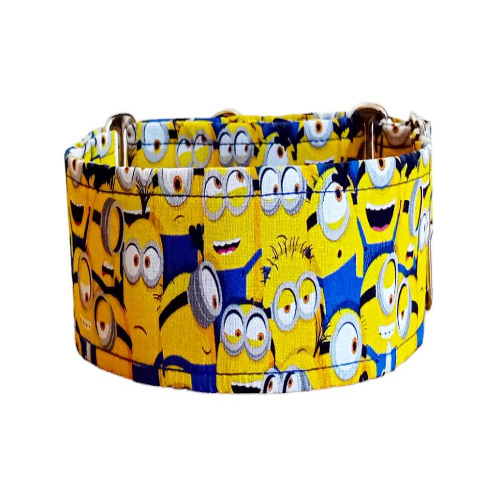 Collar Martingale/Correa/Cinturon Seguridad MINIONS para Perro Galgo Greyhound - Hecho a Mano en España